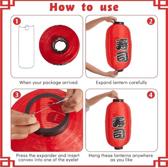 Japanese Red Silk Hanging Sushi Bar Lanterns Ramen Talk Sushi To Me Party Decor - Picture 14 of 14